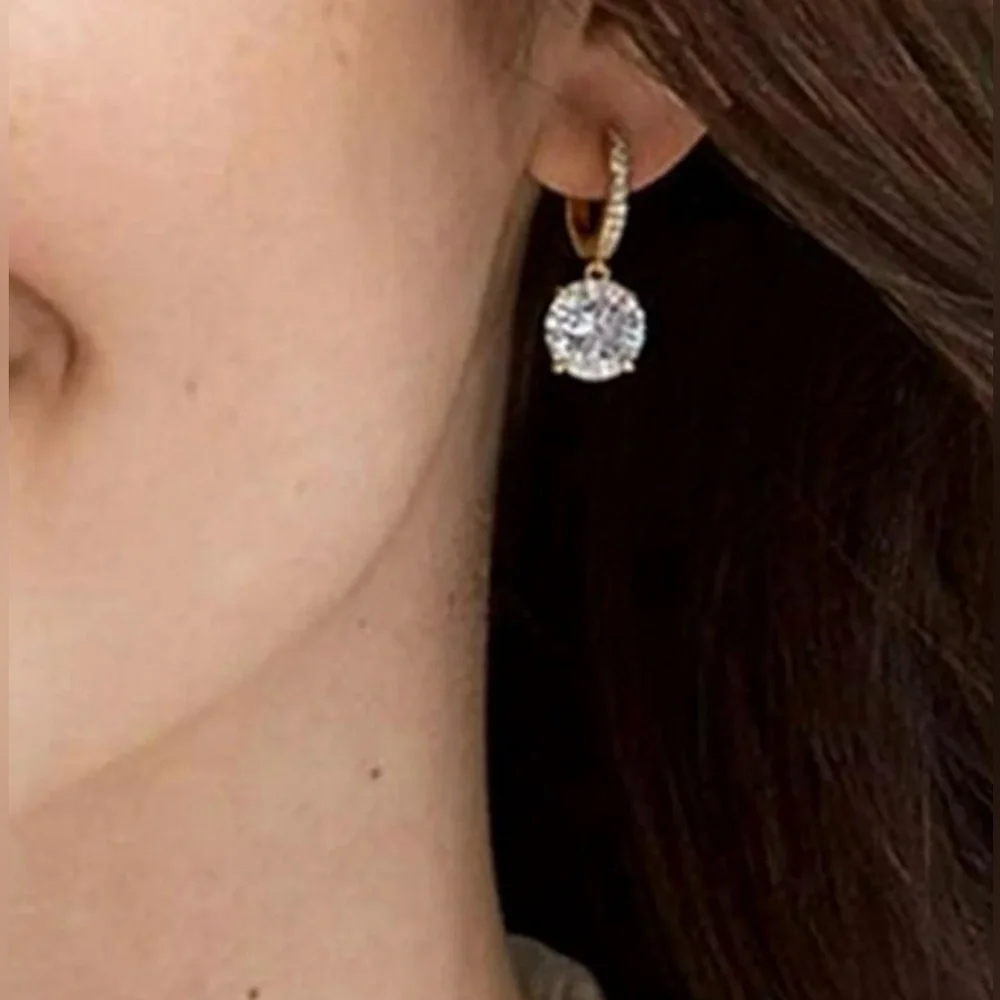 Kate Spade New York Silver CZ Bright Ideas Drop Hoop Huggies